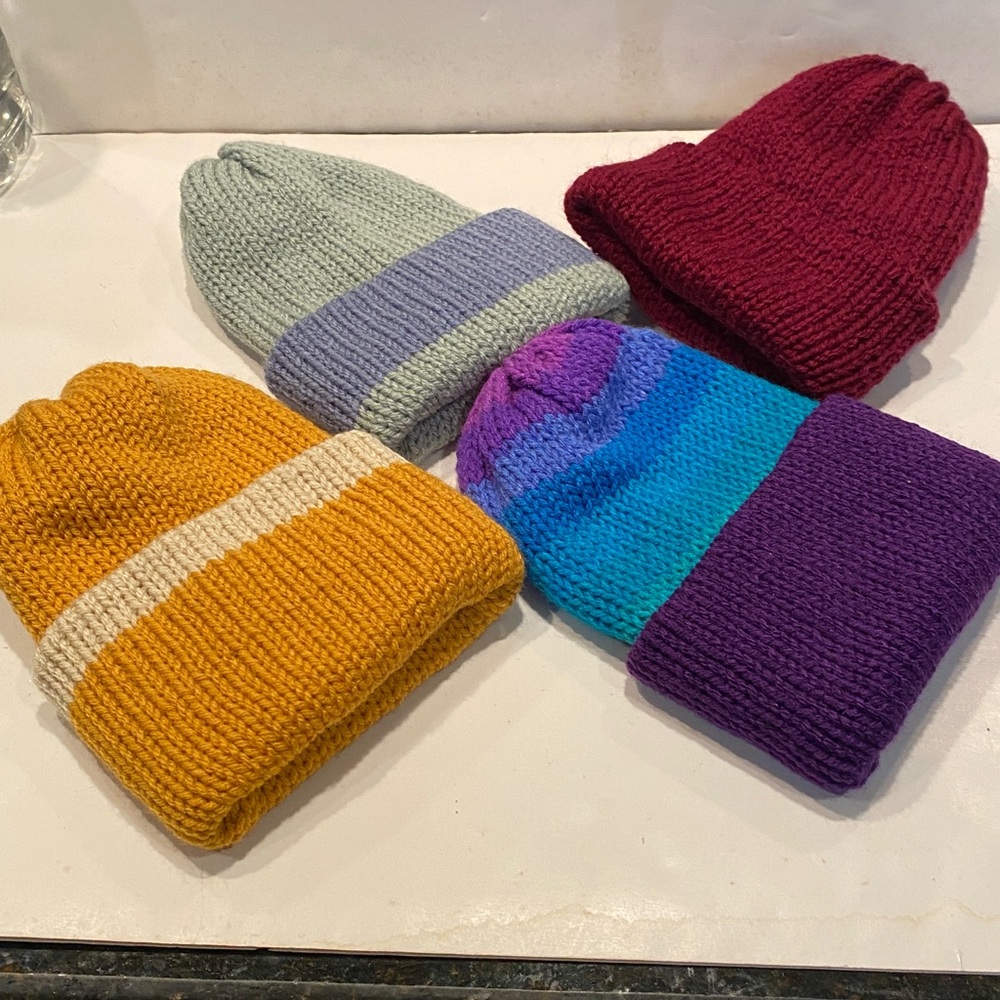 NWOT Hand-Knit Set of 4 Winter Hats